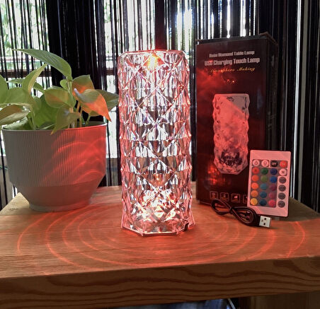 Dokunmatik Kristal Lamba 16 Renk RGB Uzaktan Kumandalı USB Şarjlı Led Masa Lambası Gece Lambası