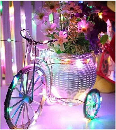 Ev Balkon ve Parti İçin 10 Metre Animasyonlu Renkli Pilli Peri Led 8 Modlu Yılbaşı Süsü Işık