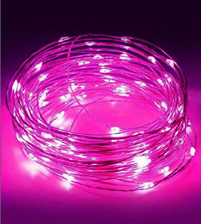 Ev Balkon Ve Parti İçin 10 Metre Pilli Pembe Renk Peri Led Yılbaşı Süsü Işık