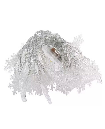 5 Metre 28 Led Yılbaşı Kar Tanesi Işık Zinciri Parti Kutlama Dekor Süsleme Led Işık Pilli Kar Tanesi