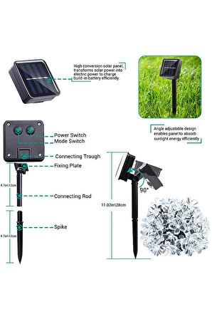 30 Ledli Gün Işığı Solar Işık Bahçe Aydınlatma Dekorasyon Güneş Enerjili