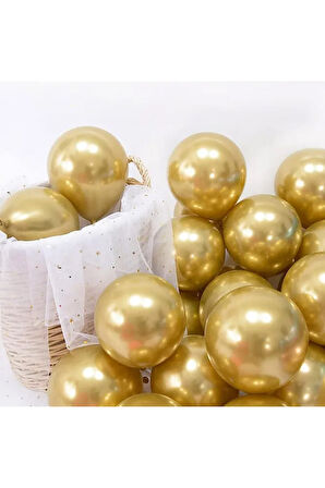 Gemar 15 Adet Balon Metalik Gold Altın Renk