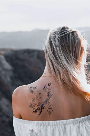 Geçici Kedi, Fincan Ve Çapa Dövme Tattoo