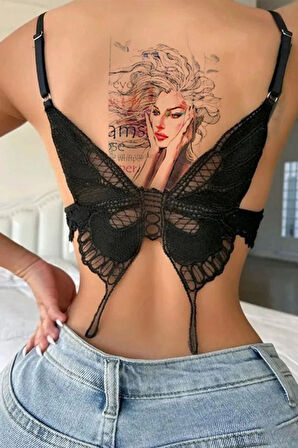 Geçici Kadın Modelli Ve Yazılı Dövme Tattoo