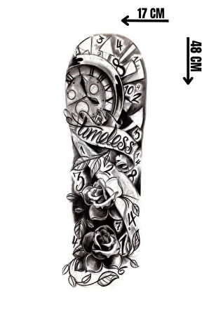 Geçici Saat Ve Gül Figürlü Dövme Tattoo