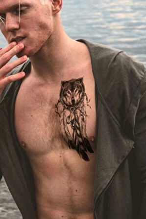 Geçici Kurt Figürlü Dövme Tatto