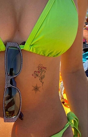 Keman Gül Tilki Ve Motifli Geçici Dövme Tattoo