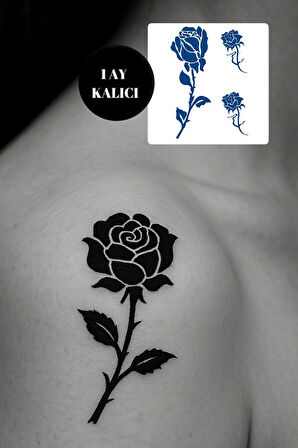 Gül Figürlü 12 Saat Sonra Kararan Geçici Mini Dövme Tattoo