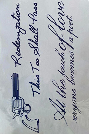 Yazı Ve Silah Figürlü Geçici Dövme Tattoo
