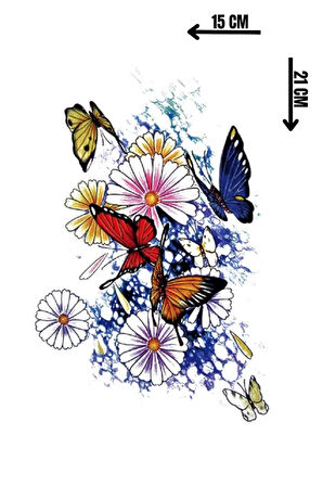 Geçici Çiçek Ve Kelebek Figürlü Dövme Tattoo