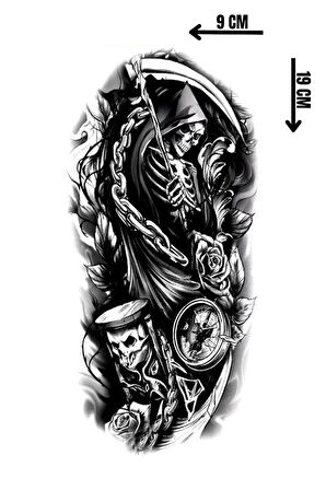 Geçici Kuru Kafa Figürlü Dövme Tattoo