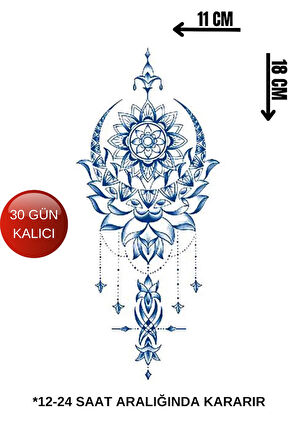 Lotus Figürlü 12 Saat Sonra Kararan Geçici Dövme Tattoo
