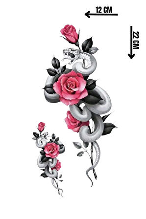 Geçici Yılan Ve Gül Figürlü Dövme Tattoo