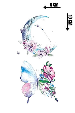 Geçici Ay Ve Kelebek Figürlü Mini Dövme Tattoo