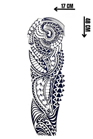 Maori Figürlü 12 Saat Sonra Kararan Geçici Kol Dövme Tattoo