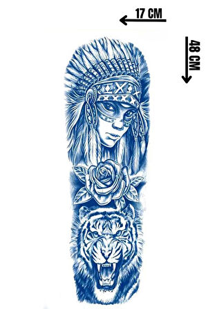 Aslan Ve Kız Figürlü 12 Saat Sonra Kararan Geçici Kol Dövme Tattoo