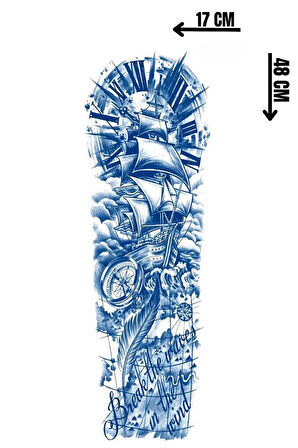 Gemi Figürlü 12 Saat Sonra Kararan Geçici Kol Dövme Tattoo