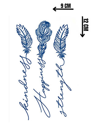 Tüy Figürlü 12 Saat Sonra Kararan Geçici Dövme Tattoo
