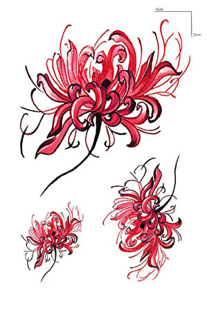 Kırmızı Renk Çiçek Figürlü Geçici Dövme Tattoo