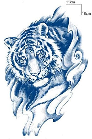 Kaplan Figürlü 12 Saat Sonra Kararan Geçici Orta Dövme Tattoo