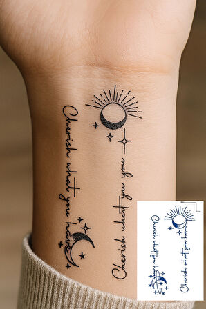 Karışık Figürlü 12 Saat Sonra Kararan Geçici Dövme Tattoo