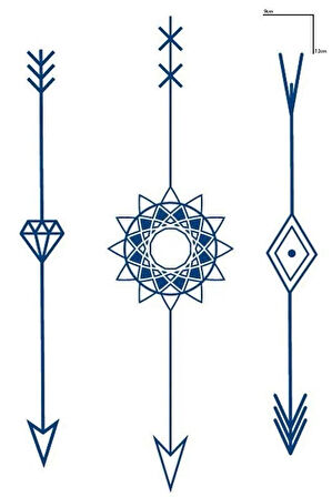 Ok Figürlü 12 Saat Sonra Kararan Geçici Mini Dövme Tattoo