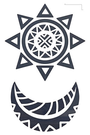 Ay Ve Yıldız Figürlü 12 Saat Sonra Kararan Geçici Mini Dövme Tattoo