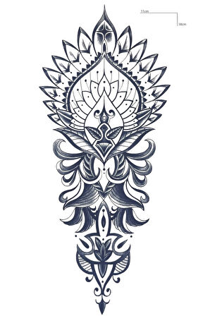 Çiçek Figürlü 12 Saat Sonra Kararan Geçici Orta Dövme Tattoo