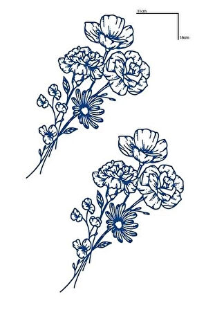 Çiçek Figürlü 12 Saat Sonra Kararan Geçici Orta Dövme Tattoo