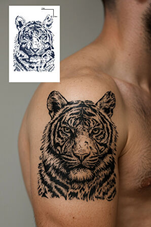 Aslan Figürlü 12 Saat Sonra Kararan Geçici Orta Dövme Tattoo