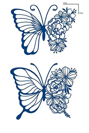 Kelebek Figürlü 12 Saat Sonra Kararan Geçici Orta Dövme Tattoo