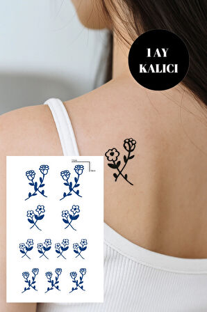 Çiçek Figürlü 12 Saat Sonra Kararan Geçici Orta Dövme Tattoo