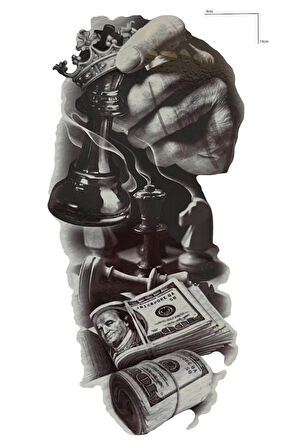Geçici Satranç Ve Dolar Figürlü Dövme Tattoo
