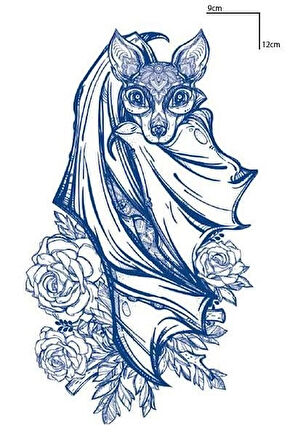 Yarasa Figürlü 12 Saat Sonra Kararan Geçici Dövme Tattoo