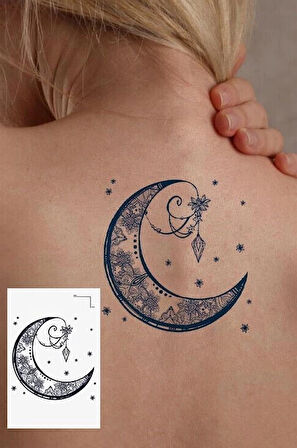 Ay Figürlü 12 Saat Sonra Kararan Geçici Dövme Tattoo