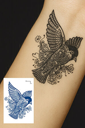 Kuş Figürlü 12 Saat Sonra Kararan Geçici Dövme Tattoo