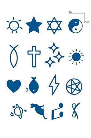 Karışık Figürlü 12 Saat Sonra Kararan Geçici Dövme Tattoo