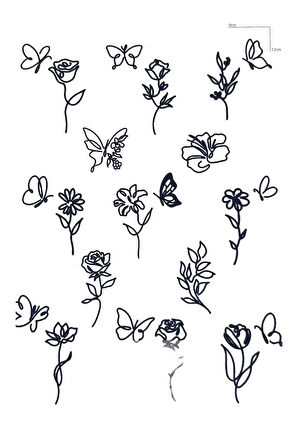 Çiçek Figürlü 12 Saat Sonra Kararan Geçici Dövme Tattoo