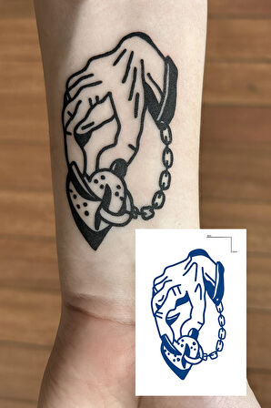 El Ve Kilit Figürlü 12 Saat Sonra Kararan Geçici Dövme Tattoo