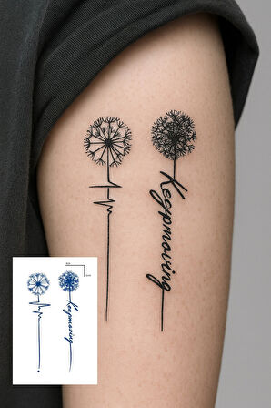 Hindiba Çiçeği Figürlü 12 Saat Sonra Kararan Geçici Dövme Tattoo