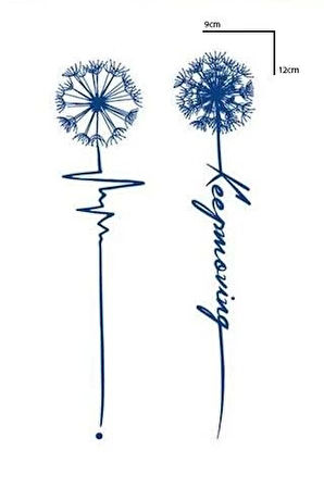 Hindiba Çiçeği Figürlü 12 Saat Sonra Kararan Geçici Dövme Tattoo