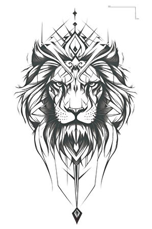 Aslan Figürlü Mini Dövme Tattoo