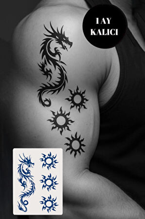 Ejderha Figürlü 12 Saat Sonra Kararan Geçici Mini Dövme Tattoo