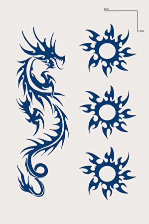 Ejderha Figürlü 12 Saat Sonra Kararan Geçici Mini Dövme Tattoo