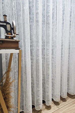 Farbateks Dikim Ağaç Kabugu Yeni Model Renk Tasarım 3kat Sık Pileli Tül Perde