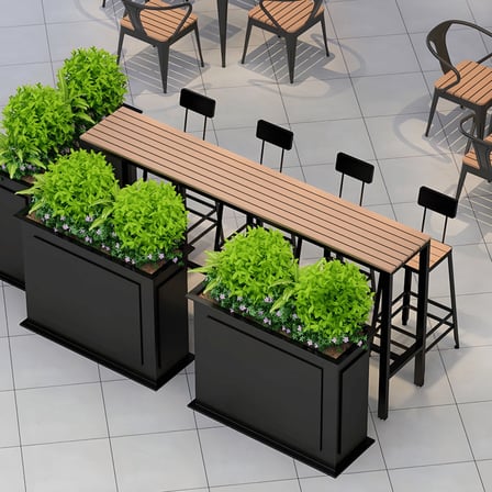 BRM6354 Modern Dikdörtgen Bar Masası Ahşap Metal Ayaklı