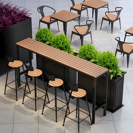 BRM6354 Modern Dikdörtgen Bar Masası Ahşap Metal Ayaklı
