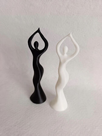 Dans Eden Kadın Heykeli 2'li Dekoratif Biblo Obje Aksesuar (20X5 CM)