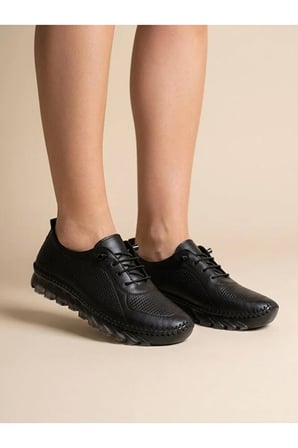 Hakiki Deri Acı Kahve Kadın Ayakkabı Lazer Delikli Ortopedik Taban Casual Günlük Yürüyüş Ayakkabısı Sneakers