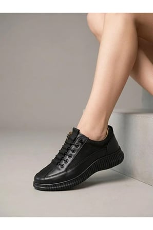 Kadın Hakiki Deri Kahverengi Casual Ayakkabı Ortopedik Taban Süet Kombin Sneaker